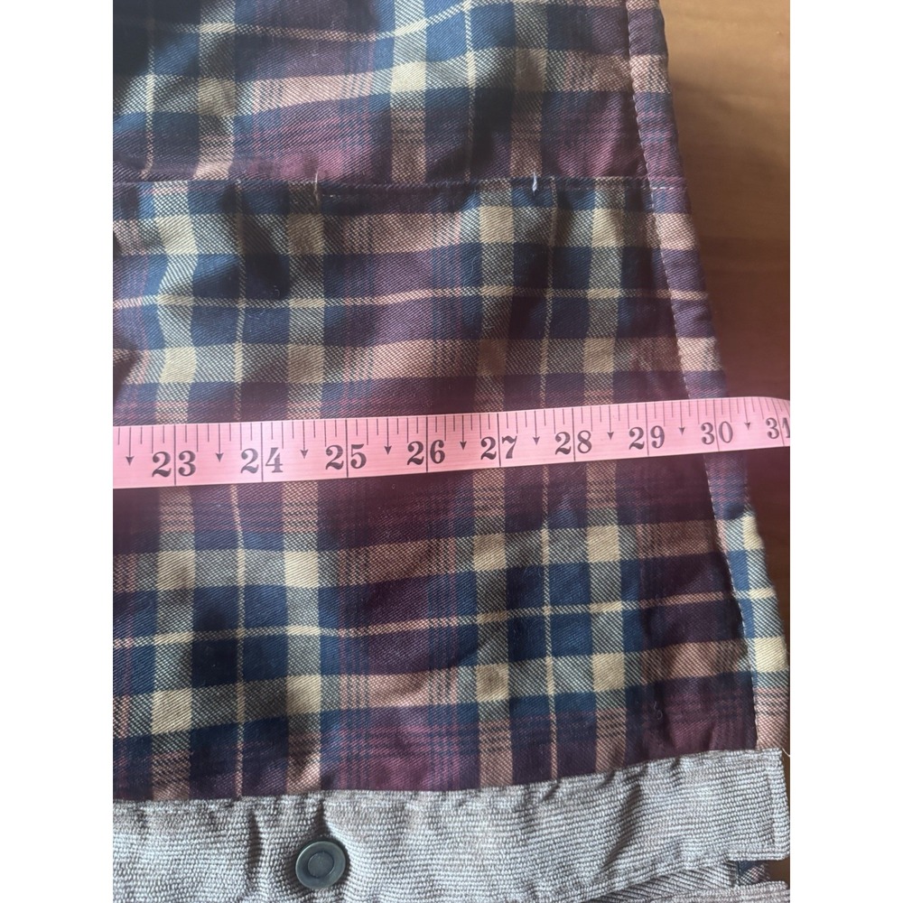 Men's XL Sherpa Lined Red Tartan Plaid Jacket Brown Corduroy Yoke & Placket - Picture 14 of 14
